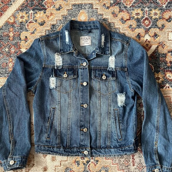 Love Tree Jackets & Blazers - LOVE TREE DENIM Distressed Jean Jacket Medium Wash Size M EUC